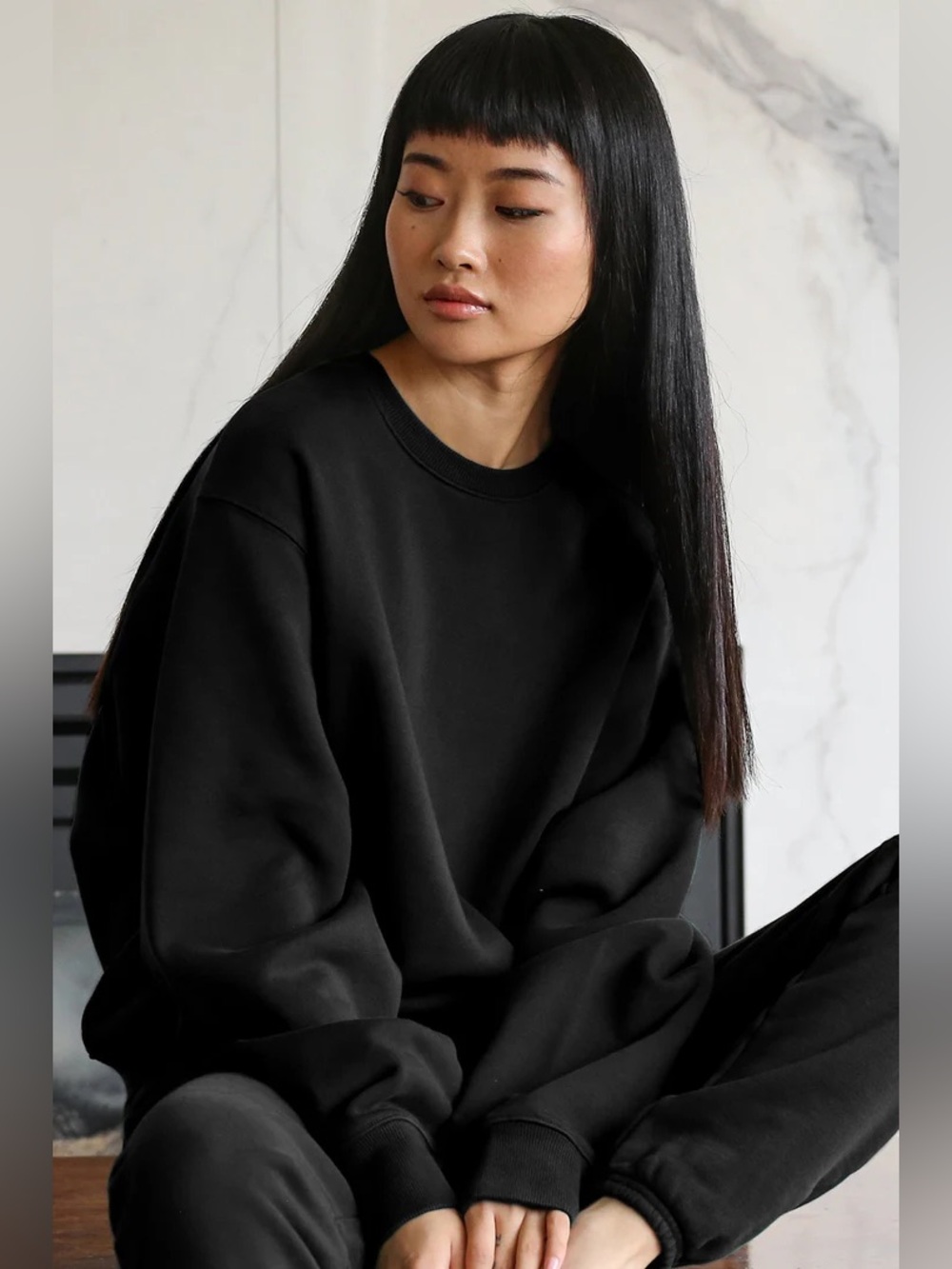 Brunette The Label “Best Friend” Black Crewneck Sweatshirt - Minimal Pullover
